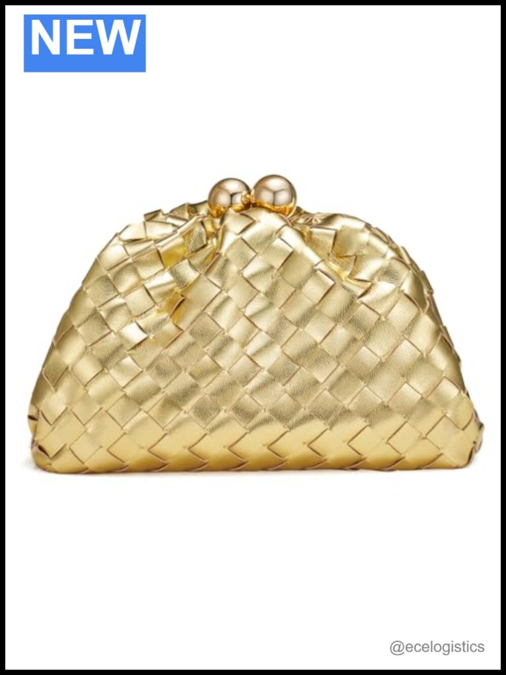 Woven Vegan Leather Clutch Purse with Detachable Chain Strap for Women